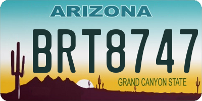AZ license plate BRT8747