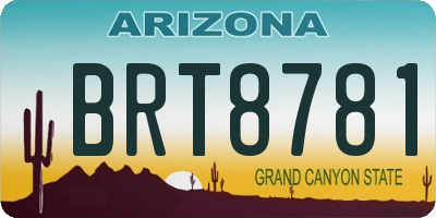 AZ license plate BRT8781