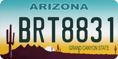 AZ license plate BRT8831