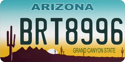 AZ license plate BRT8996