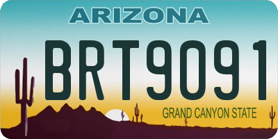AZ license plate BRT9091