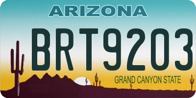 AZ license plate BRT9203