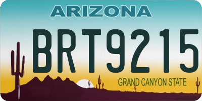 AZ license plate BRT9215