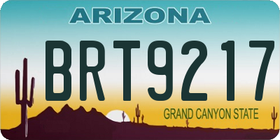 AZ license plate BRT9217