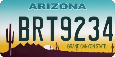 AZ license plate BRT9234