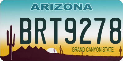 AZ license plate BRT9278