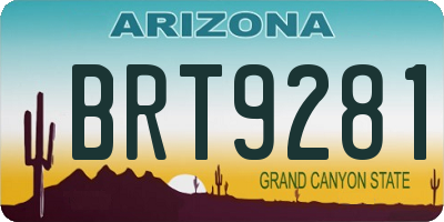 AZ license plate BRT9281