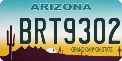 AZ license plate BRT9302