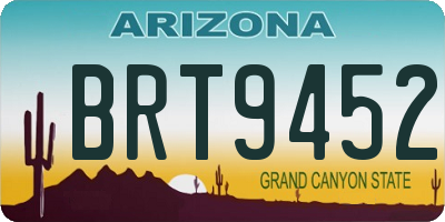 AZ license plate BRT9452