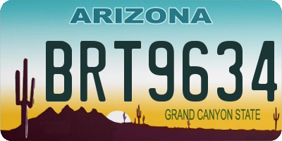AZ license plate BRT9634