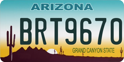 AZ license plate BRT9670