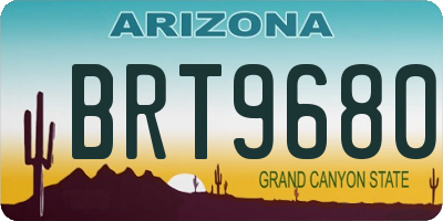 AZ license plate BRT9680