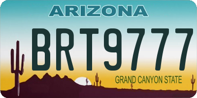 AZ license plate BRT9777