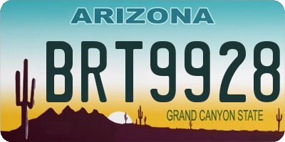 AZ license plate BRT9928