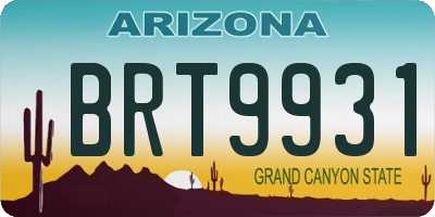 AZ license plate BRT9931
