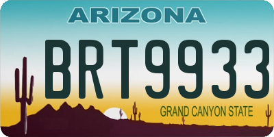 AZ license plate BRT9933