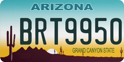 AZ license plate BRT9950