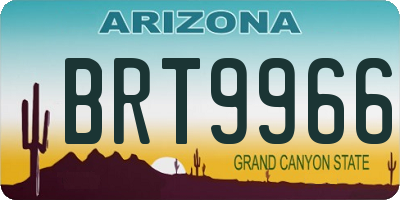 AZ license plate BRT9966