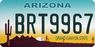 AZ license plate BRT9967