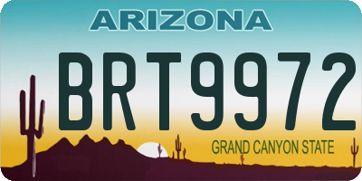 AZ license plate BRT9972