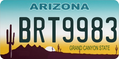 AZ license plate BRT9983