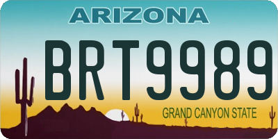 AZ license plate BRT9989