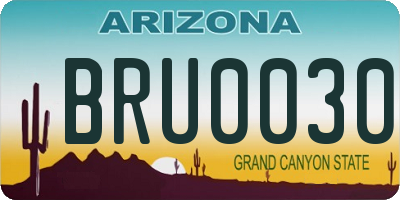AZ license plate BRU0030