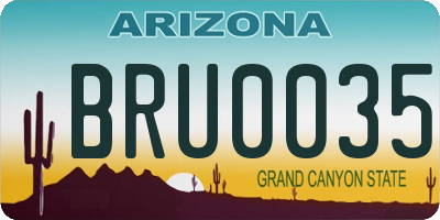 AZ license plate BRU0035