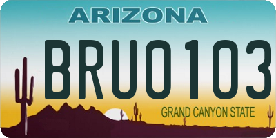 AZ license plate BRU0103