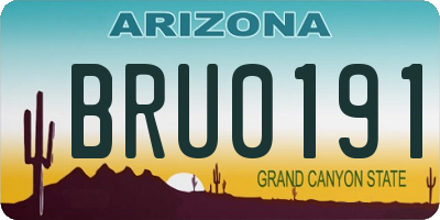 AZ license plate BRU0191