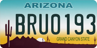 AZ license plate BRU0193