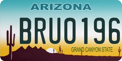 AZ license plate BRU0196