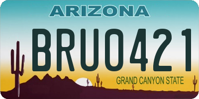 AZ license plate BRU0421