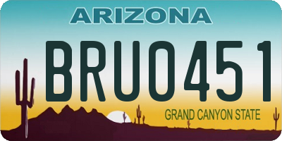 AZ license plate BRU0451