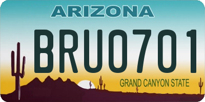 AZ license plate BRU0701