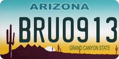 AZ license plate BRU0913