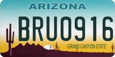 AZ license plate BRU0916