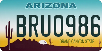 AZ license plate BRU0986