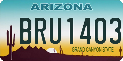 AZ license plate BRU1403