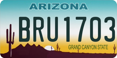 AZ license plate BRU1703