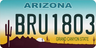 AZ license plate BRU1803
