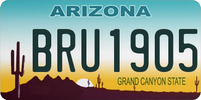 AZ license plate BRU1905