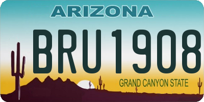 AZ license plate BRU1908