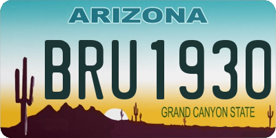 AZ license plate BRU1930