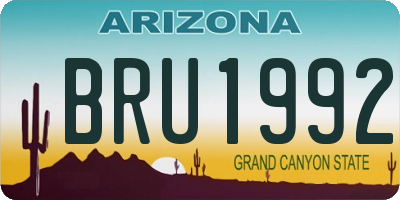 AZ license plate BRU1992