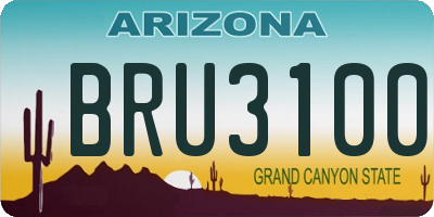 AZ license plate BRU3100