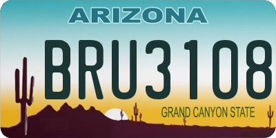 AZ license plate BRU3108