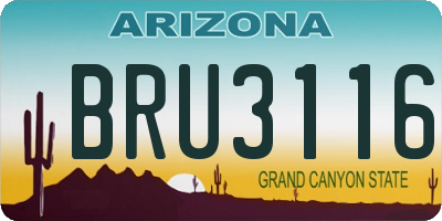 AZ license plate BRU3116