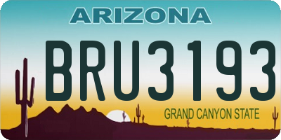 AZ license plate BRU3193
