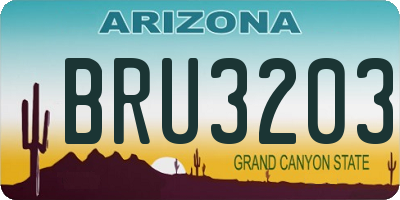 AZ license plate BRU3203